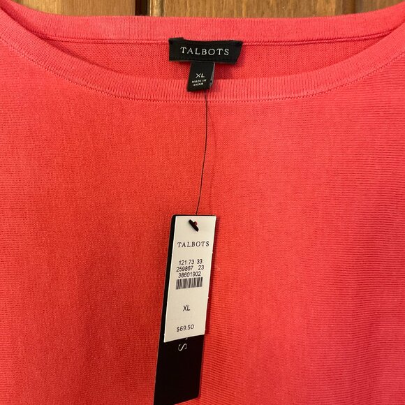 Talbots NWT Women's Lovely Cotton/Rayon Soft Blend Coral Peach XL Top - Picture 2 of 5